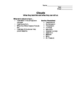 Preview of Cloud Types Notes Outline by Zie