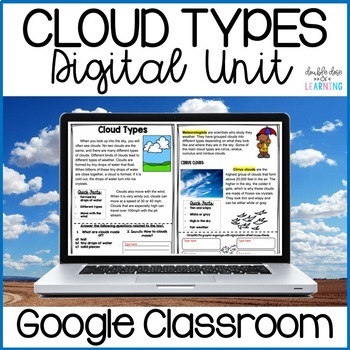 Preview of Cloud Types Science Digital Distance Learning GOOGLE Unit