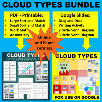 Preview of Cloud Types Sort & Match Activity - Google & Paper Combo Bundle