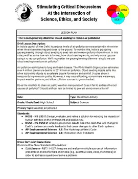 Preview of Cloud seeding to reduce air pollution? - Lesson Plan, Assignment, & Rubric