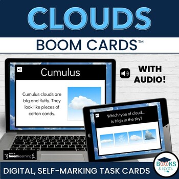 Preview of Clouds Lesson: Weather BOOM CARDS - Digital Interactive Task Cards Activity