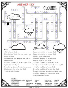Clouds Comprehension Crossword by Bow Tie Guy and Wife TPT