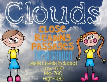 Preview of Clouds {Differentiated Close Reading Passages & Questions}
