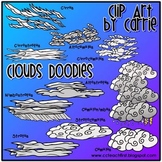 Clouds Doodles (BW and full-color PNG images)