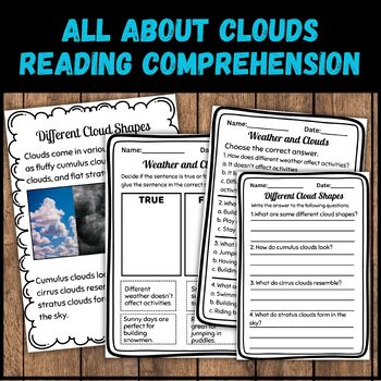 Clouds Non Fiction Reading Passages with Comprehension Question | TPT