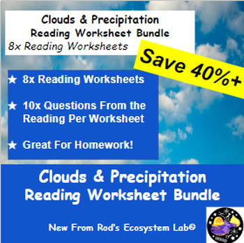 Preview of Clouds & Precipitation Lesson Reading Worksheet Bundle **Editable**
