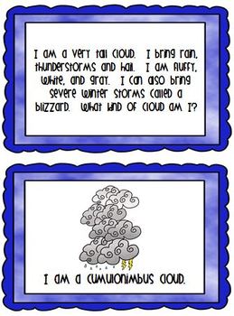 Clouds Riddles and Types of Clouds Poster by Clip Art by Carrie