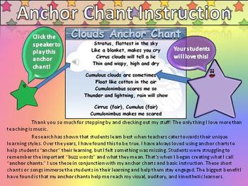 Preview of Clouds Song Anchor Chart and Anchor Chant Audio - King Virtue