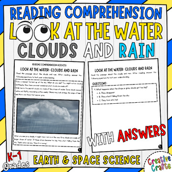 Clouds and Rain Water Cycle K-1st Earth Science Reading Comprehension ...