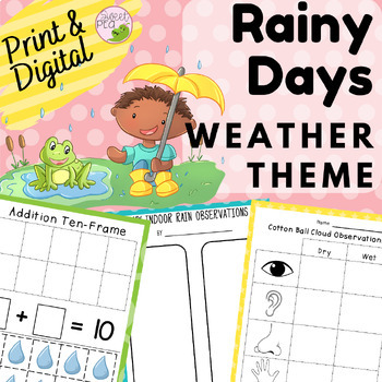 Preview of Weather Theme: Rainy, Cloudy Unit -All Centers Preschool Kindergarten Homeschool