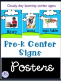 Cloudy day learning center signs