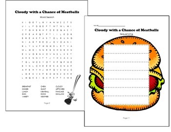 Cloudy with a Chance of Meatballs- Lesson Plans, Writing, Activities