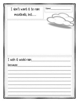 Cloudy With A Chance Of Meatballs Writing Activity By Mrs Craner S Classroom