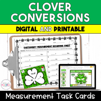 Preview of Clover Conversions Measurement Task Cards {Digital and Printable}
