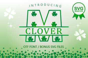 Preview of Clover Monogram St Patrick's Day Name Split Monogram With Clover Element