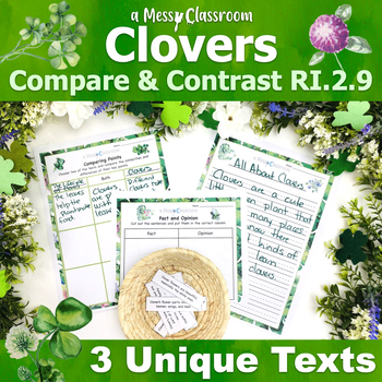 Preview of Clovers St. Patrick’s Day Reading RI.2.9 Informative Writing Compare W.2.8 W.2.2