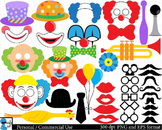 Clown Props Digital Clip Art Graphics Personal Commercial 