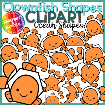 Preview of Clownfish Clipart - Ocean Animals - 2D Shapes Clipart