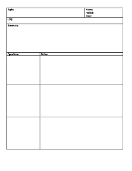 Cloze Cornell Notes AVID by Jessica Connolly | TPT