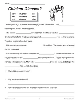 20 Cloze Reading Passages & Comprehension Activities: Reading Level 2
