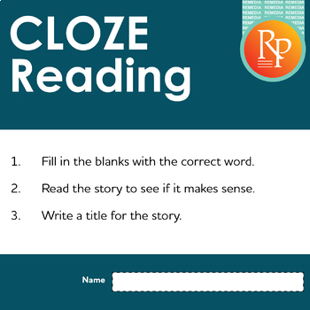 Preview of Cloze Reading (Reading Level 2.0-4.5) Google Classroom™ Activities