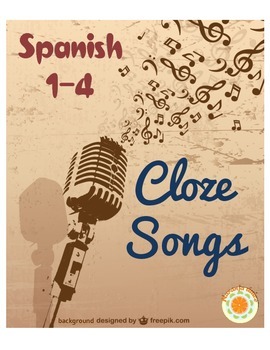 Preview of Cloze Song Activities for Spanish 1-4