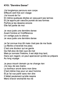 Cloze Song Activity : "Dernière Danse" by Kyo by On Y Go Madame | TpT