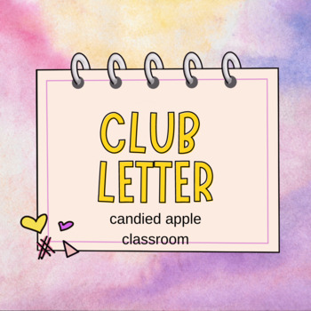 Preview of Club or Teams Welcome Letter With Recommendations