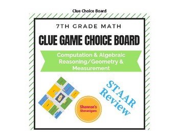 Preview of Clue Game Choice Board