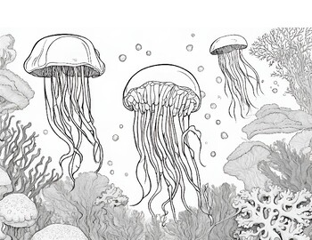 Preview of Cnidarians (Coral and Jellyfish) Coloring Page