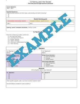 Preview of Co-Teacher Unit Planner Template with Core Subject Dropdown Options