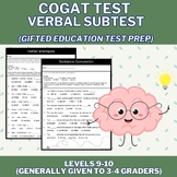 CoGAT Review Verbal Practice Test (Levels 9-10) 3rd & 4th 