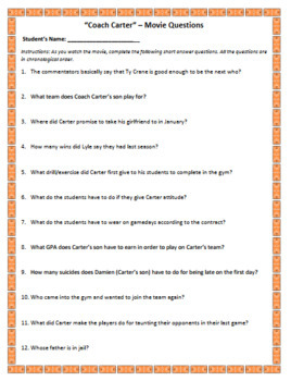 coach carter questions and answers