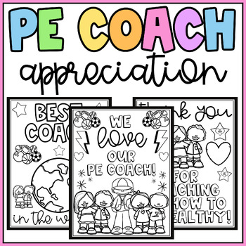 Preview of Coach/PE Coach Appreciation Thank You Coloring Pages & Writing Cards