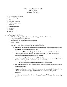 Preview of Coaches Sample Agenda for Pre-Planning (Summer Planning Agenda)