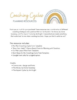 Preview of Coaching Cycle Planning Resources