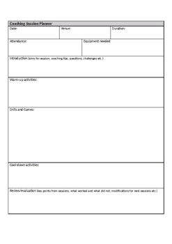 Preview of Coaching Plan blank template