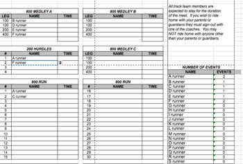 Preview of Track and Field Meet Lineup Spreadsheet- Must have tool for all track coaches!