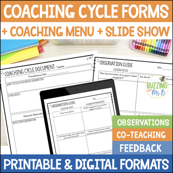 Preview of Instructional Coaching Cycle Template, Forms & Coaching Introduction Slide Show