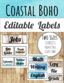 Coastal Boho Classroom Decor: EDITABLE LABELS, JOBS, & NAME TAGS