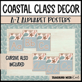 Coastal Classroom Decor | A-Z Alphabet Posters, A-Z Cursiv