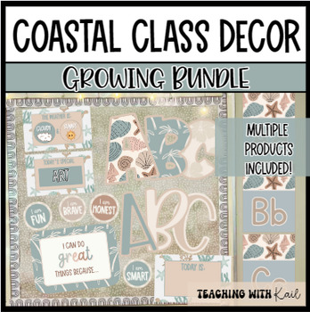 Preview of Coastal Classroom Decor GROWING BUNDLE | Class Decor Bundles, Coastal Beach