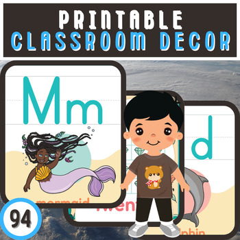 Preview of Coastal Classroom Decor:  Posters for Alphabet and Numbers 0-20