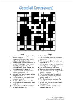 Coastal Crossword by Willson Education TPT