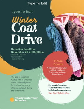 Preview of Coat & Clothing Drive Flyers (4) Fully Customize your Flyer - Ready to Edit!