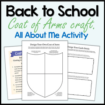 Preview of Coat of Arms Activity Get to Know You Back to School Bulletin Board & First Day