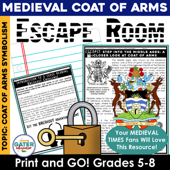 Preview of Coat of Arms Escape Room | Medieval Times Reading Comprehension | Middle Ages