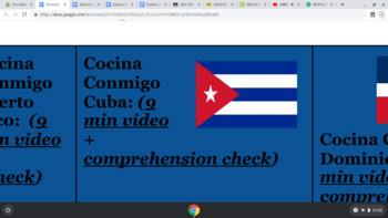 Preview of Cocina Conmigo: Cuba (Bilingual Video and Comprehension Check, Sub, Digital)