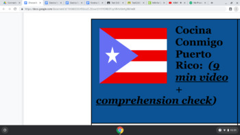Preview of Cocina Conmigo: Puerto Rico (Bilingual Video + Comprehension Check Worksheet)