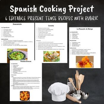 Preview of Cocinar una receta | Cooking Project Present Tense Spanish & La Comida